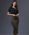 Bodycon Midi Ponte Green Skirt